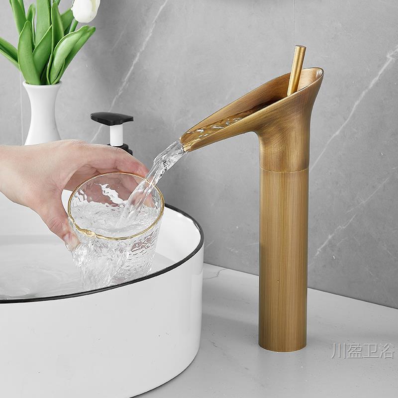 All-copper single-cooling outdoor anti-freezing crack outdoor stone basin marble washbasin countertop basin cold and hot antique faucet full figure