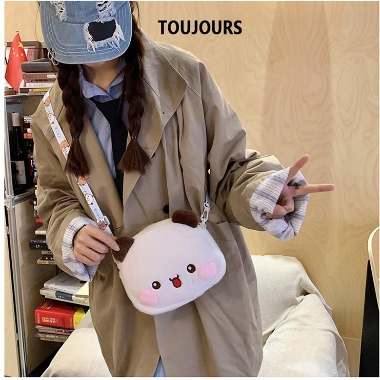 Korean version cute plush bear single-shoulder bag 2024 New style soft and sweet girl toy bag coin purse single-shoulder crossbody bag Application Scenario