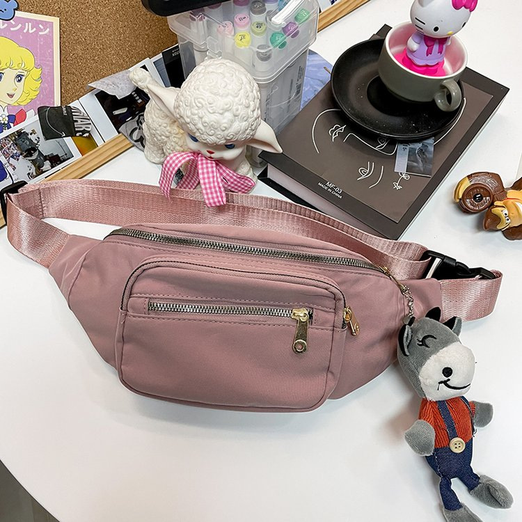 A lady's Korean-style waist bag with multiple layers, a close-fitting mobile phone bag for outdoor travel, a casual, fashionable, trendy and high-end crossbody bag full figure