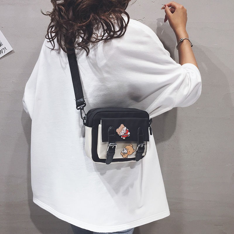 Cute Japanese-style women's bags, fashionable 2020 new trendy Korean-style crossbody bag, women's ins student single-shoulder canvas bag Specification drawing