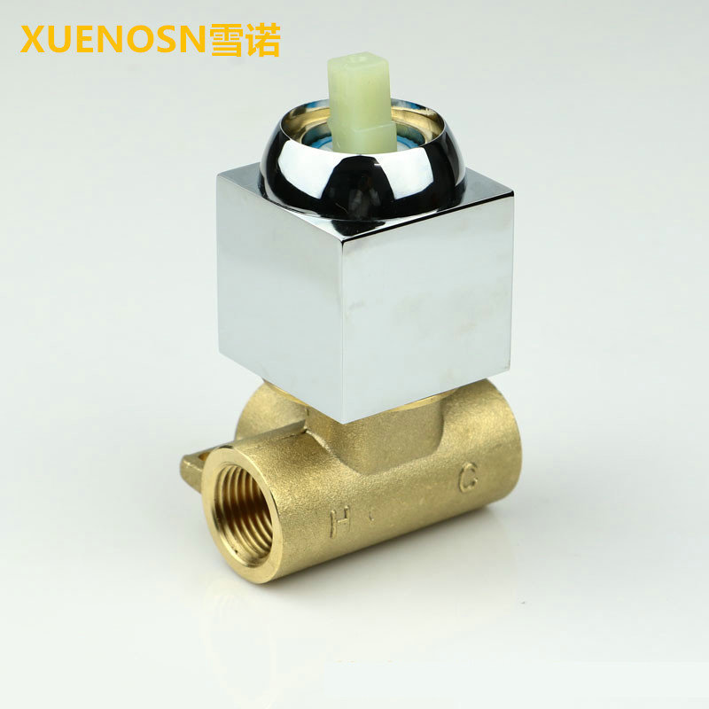 All-copper concealed cold and hot shower faucet, square three-way wall-mounted single-function mixing valve for cross-border bathing details Picture