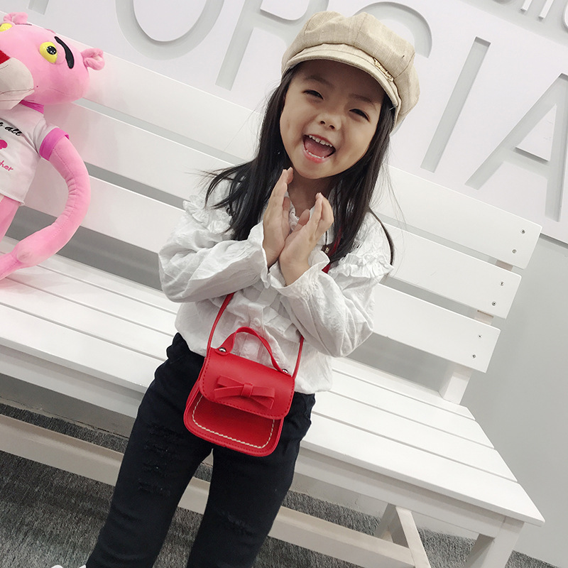 Children's crossbody bag 2020 New Korean-style girls' bow simple and fashionable baby single-shoulder loose change accessory bag Specification drawing