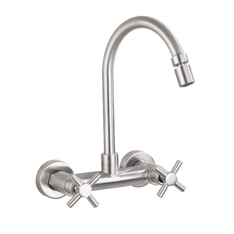 Foreign trade wall-mounted kitchen faucet, household stainless steel sink for washing vegetables, sink and sink, rotatable faucet Application Scenario