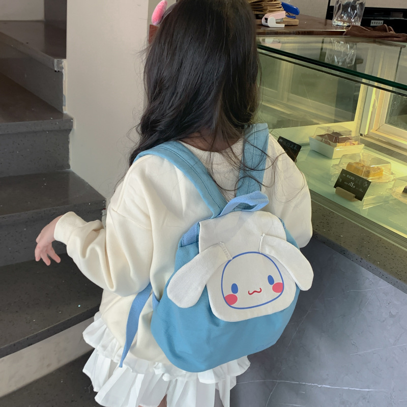 Children's backpacks, canvas cartoon Kuromi fashionable small backpacks, girls' light and cute bags for going out Specification drawing