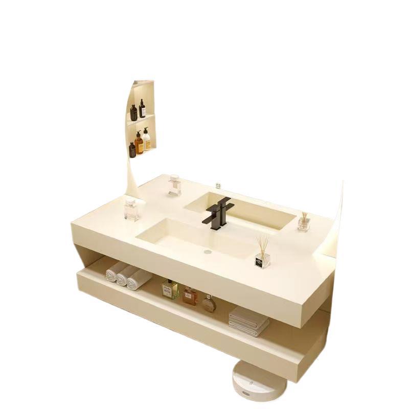 Double-layer rock plate spliced ceramic seamless bathroom cabinet, hotel and homestay washbasin, bathroom Item Picture