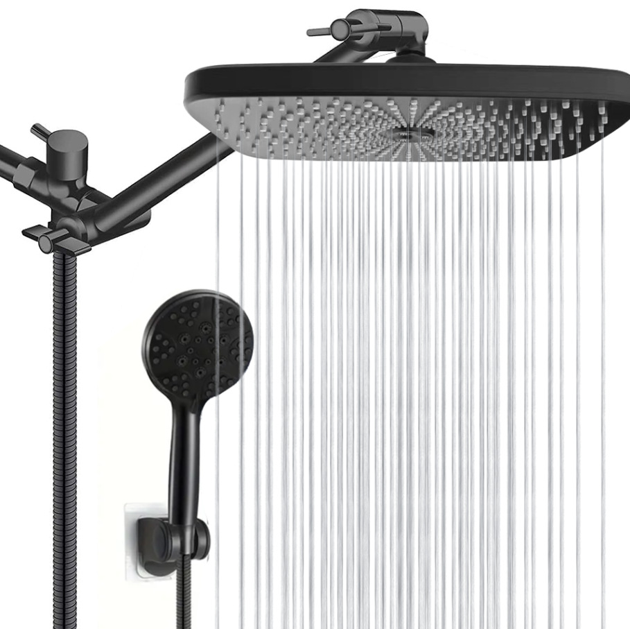 Wholesale of new cross-border black starry sky shower head set with spray gun and 8-function handheld top shower head set details Picture