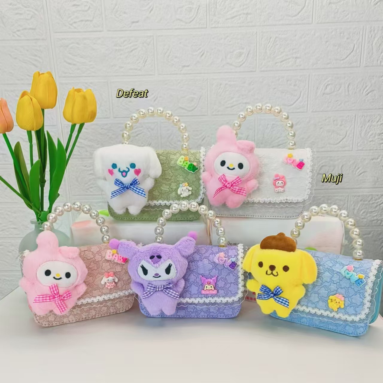 Plush toys, pearl handbags, children's bags, little girls, princess bags, chain bags, single-shoulder crossbody bags, accessory bags details Picture