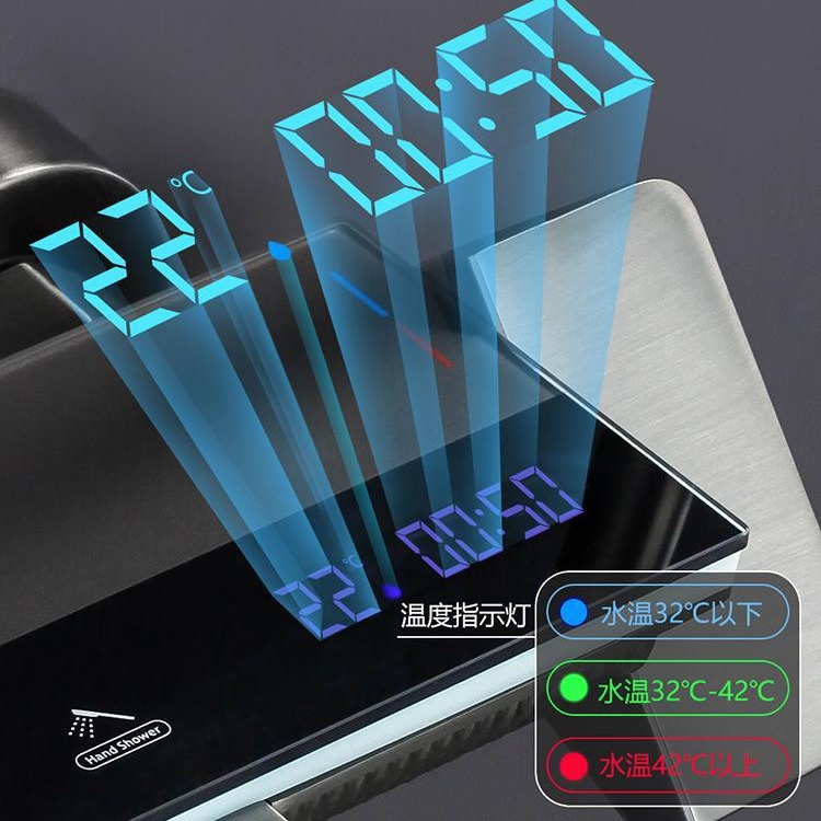 Factory wholesale all-copper water-plated gun, gray digital display ambient light, shower set, showerhead, shower switch Application Scenario