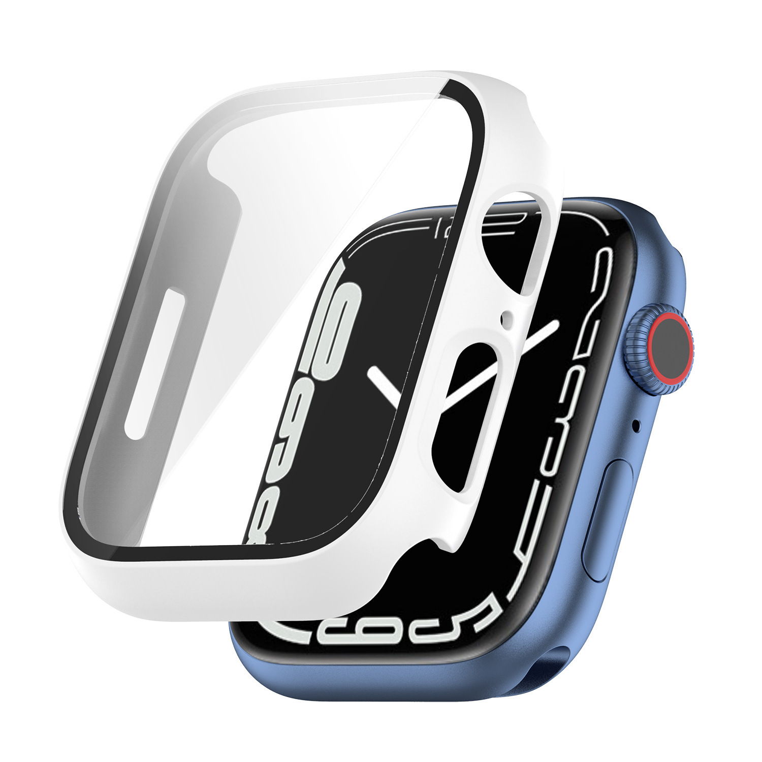 Applicable to the 9th generation Apple Watch Series7 protective case PC+ tempered case 41mm 45mm Specification drawing