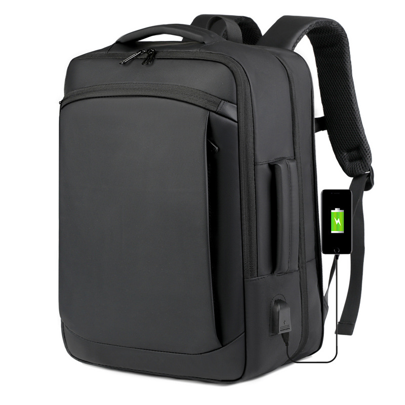 Men's backpack for business, leisure and commuting, multi-functional large-capacity computer backpack with USB leather film full figure