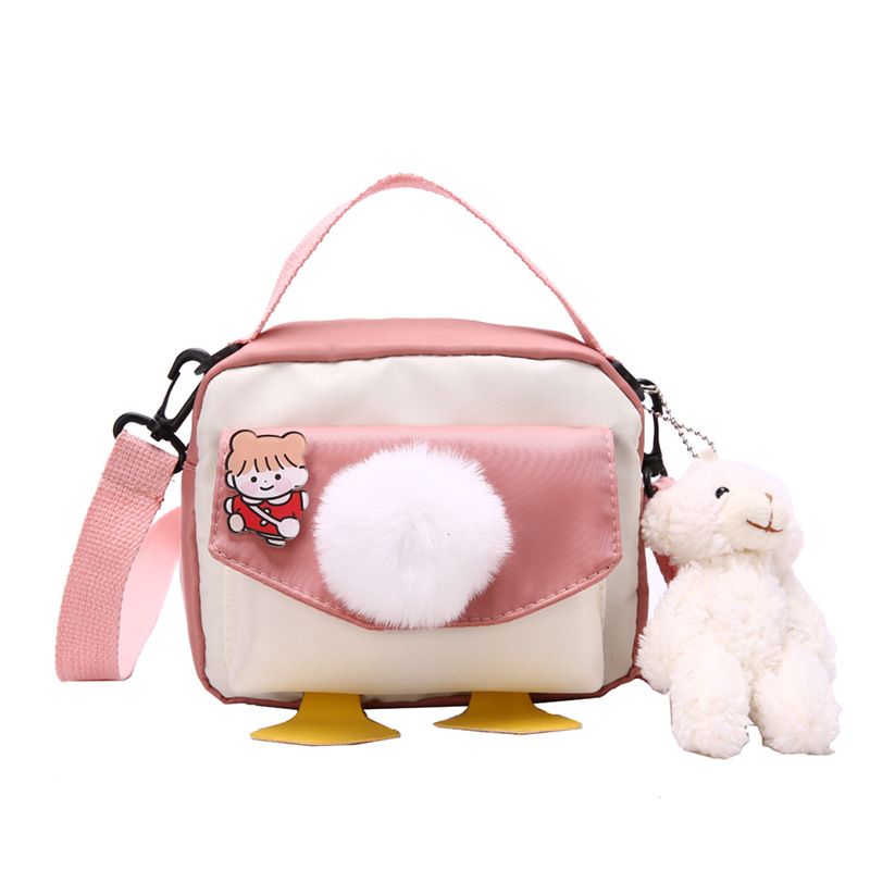 Creative and personalized duck-butted single-shoulder small square bag for women 2021 cross-border bag canvas mobile phone coin purse Item Picture