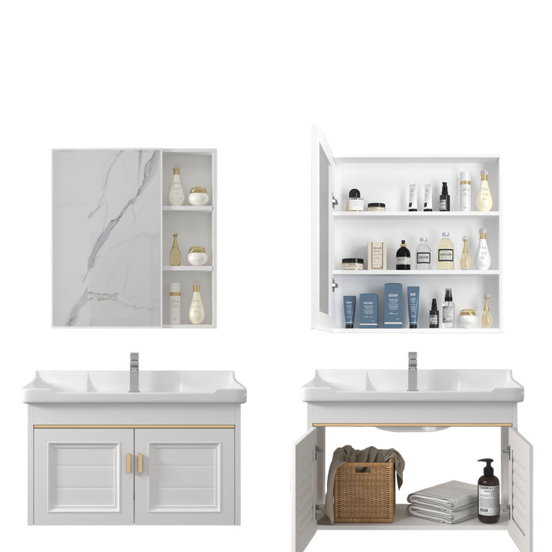 New space aluminum bathroom cabinet, combined washbasin, rock plate, simple bathroom washbasin, wall-mounted washbasin Item Picture