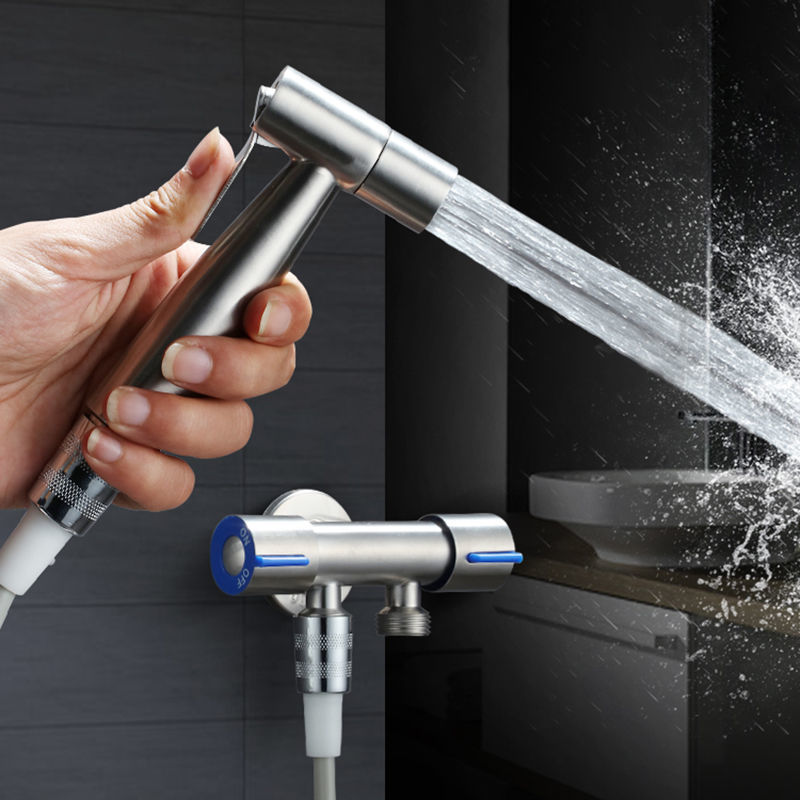 Toilet companion, flush, feminine wash, nozzle, one inlet and two outlets, Angle valve, toilet, bathroom, household pressurized water interlock Application Scenario