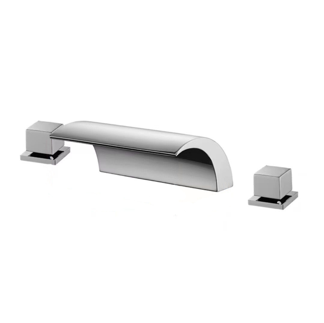 Factory bulk wholesale discount: Grand American-style waterfall split three-hole and five-hole bathtubs, hot and cold water faucets, chrome-plated black and white Application Scenario