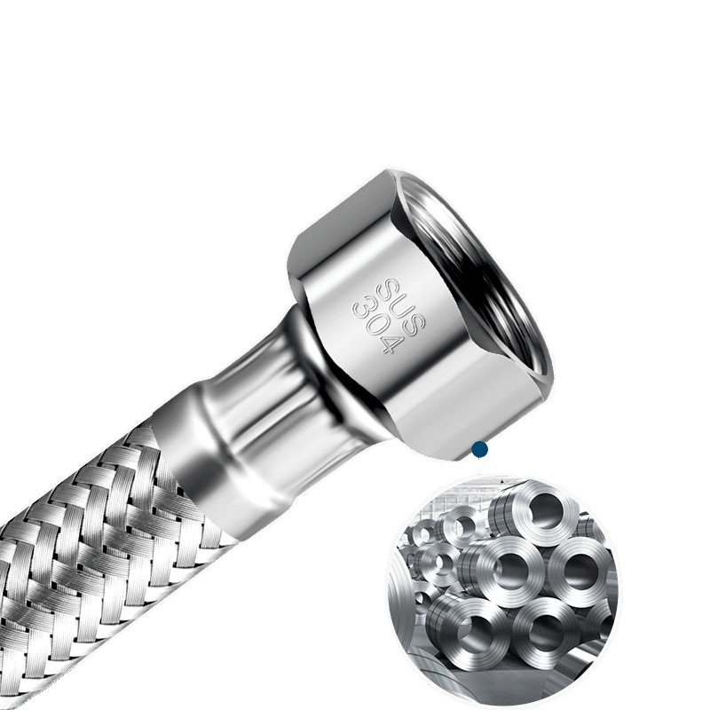 304 stainless steel extended explosion-proof flexible hose, water pipe, toilet, water heater connection pipe, kitchen 4-inch internal and external thread extension pipe Item Picture