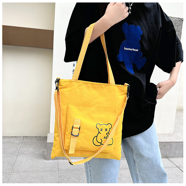 Large-capacity women's bag manufacturer in stock, fashionable Korean-style single-shoulder canvas bag, ins, high school and college students' hand-held tutorial bag Specification drawing