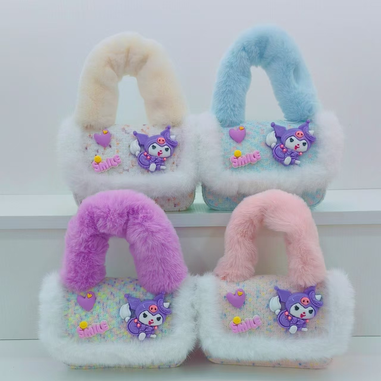 Plush handbag, cartoon bag, shoulder bag, stylish princess bag, little girl crossbody bag, fashionable small square bag, coin purse Application Scenario