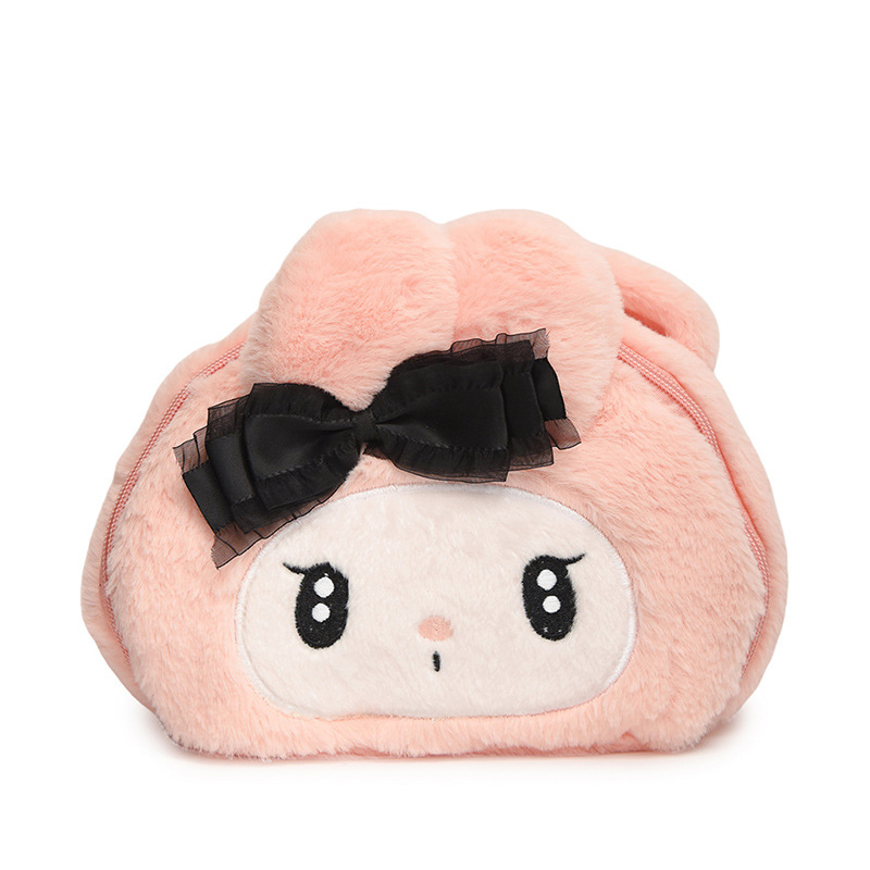 New cartoon makeup bags, Japanese-style Kuromi Melody plush toy makeup bags and toiletry bags, factory direct sales Item Picture