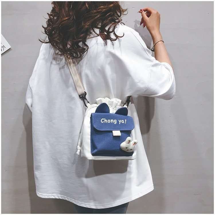 "2020 New style canvas bags for foreign trade, Korean style creative and fashionable shoulder bags, crossbody bags, one-piece consignment. Specification drawing