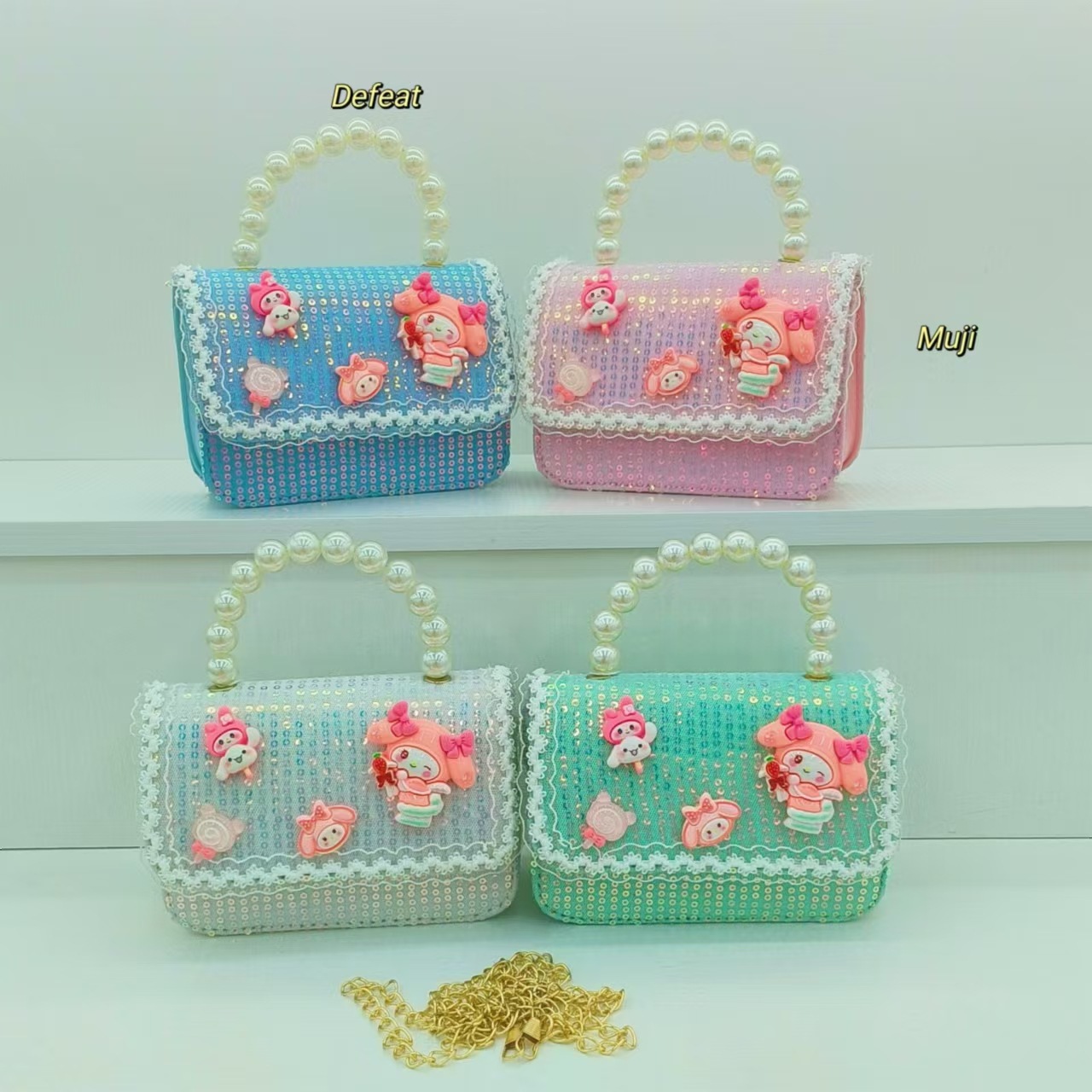 Melody pearl handbag, crossbody bag, accessory bag, princess bag, little girl's lucky money bag, small square bag, chain details Picture