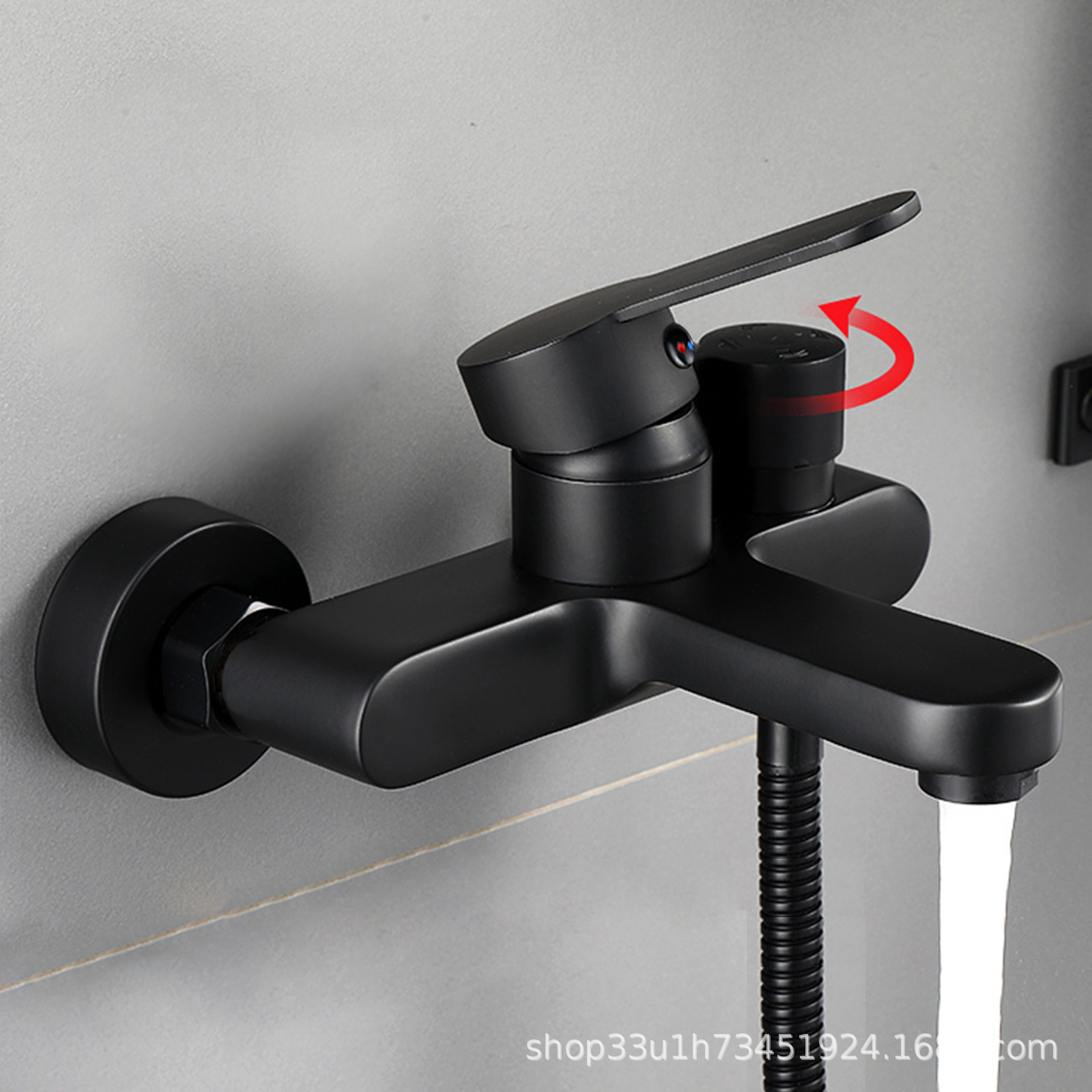 Side-opening bathtub faucet, black shower faucet, mixing valve, side-opening black triple faucet, cold and hot water faucet, hygiene Specification drawing