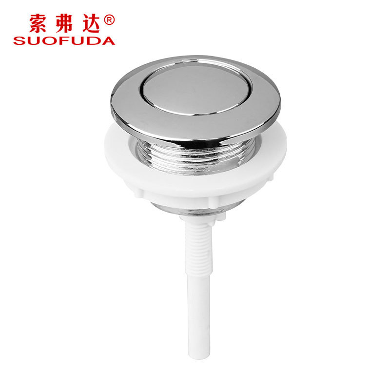 Circular electroplated flush toilet, single-button toilet bowl, old-fashioned water tank cover accessory, switch, water pressure pump, flush button details Picture