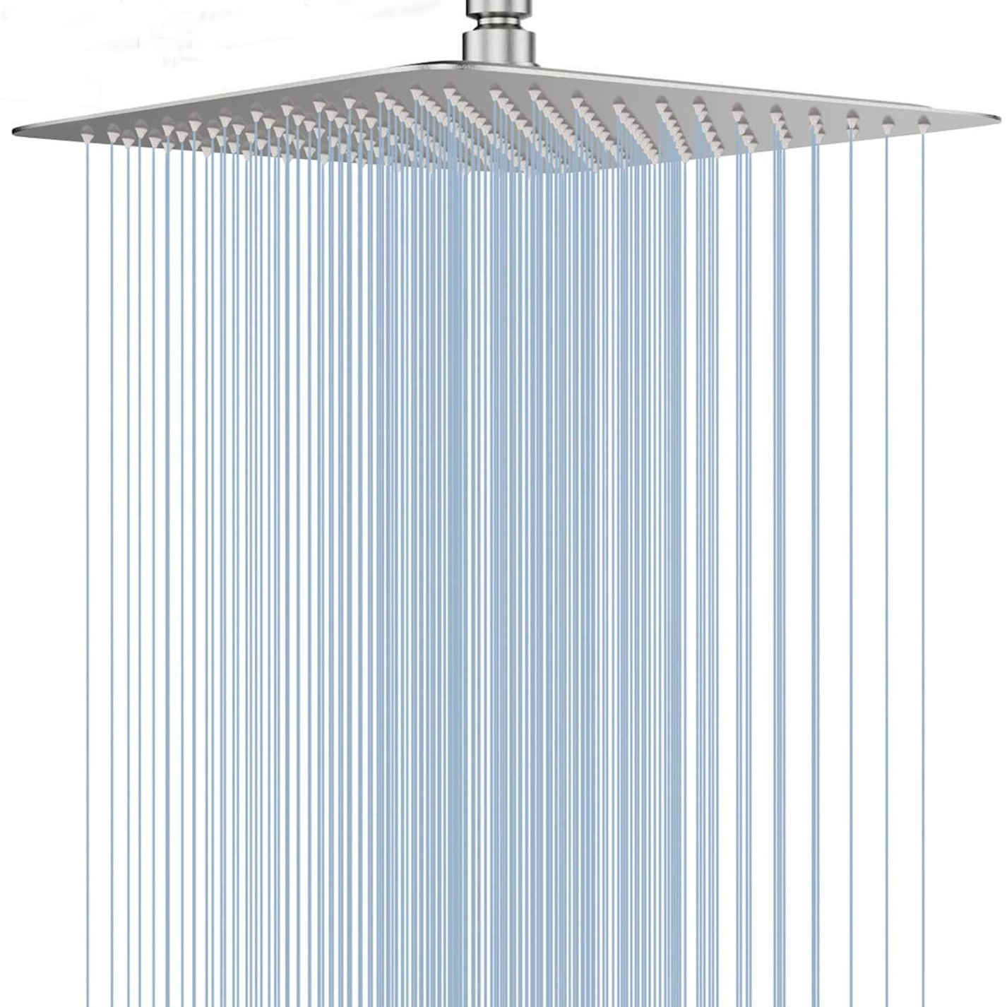 304 stainless steel top shower head, brushed square shower head, 8-inch and 10-inch metal pressurized large shower head details Picture