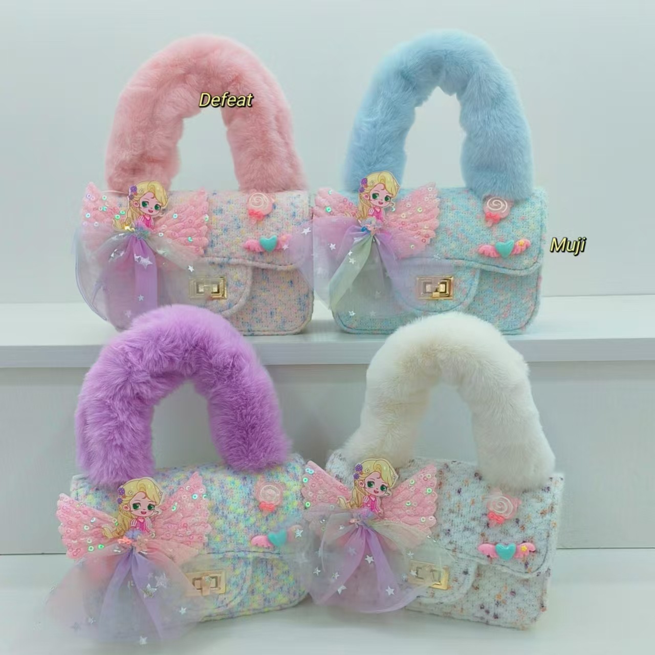 Princess bag, plush handbag, cute little girl shoulder bag, fashionable crossbody bag, small square bag, coin purse, accessory bag full figure