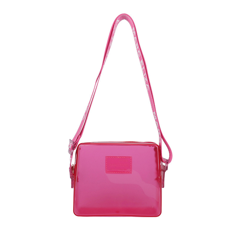 New Spring/Summer 2025 high appearance level bag, color bag, single-shoulder crossbody phone bag, beach wide shoulder strap transparent jelly bag Specification drawing