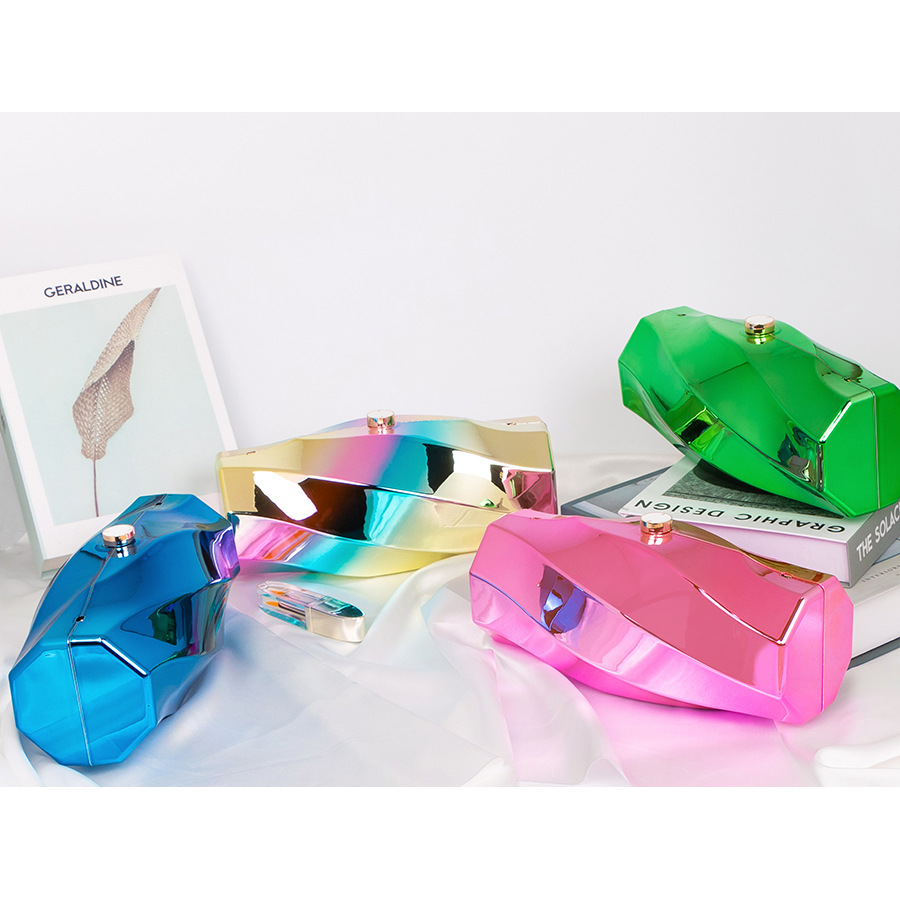 Cross-border fashion niche design irregular high-end box bag, simple and elegant acrylic bag, hand-held crossbody bag details Picture