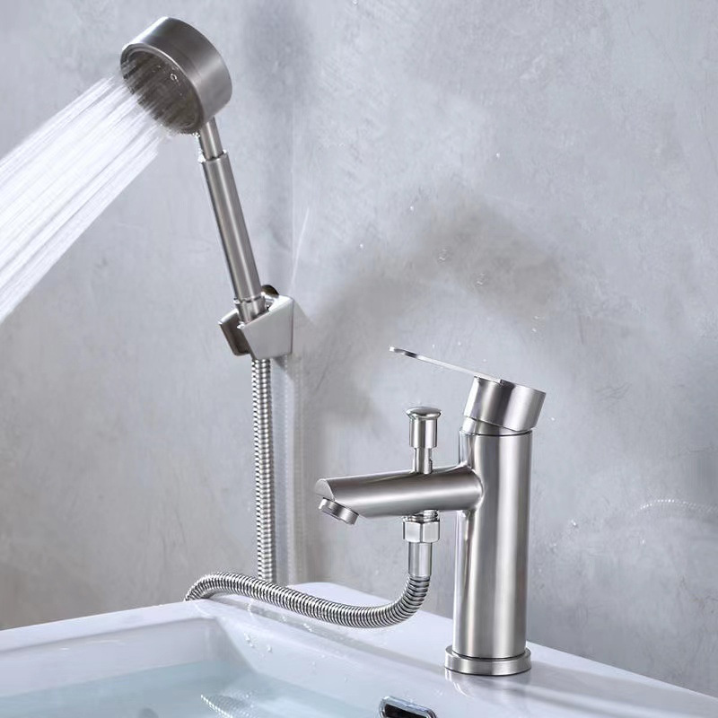 Cross-border 304 stainless steel two-function washbasin faucet, cold and hot lifting washbasin faucet, three-in-one faucet for washing face and shower details Picture