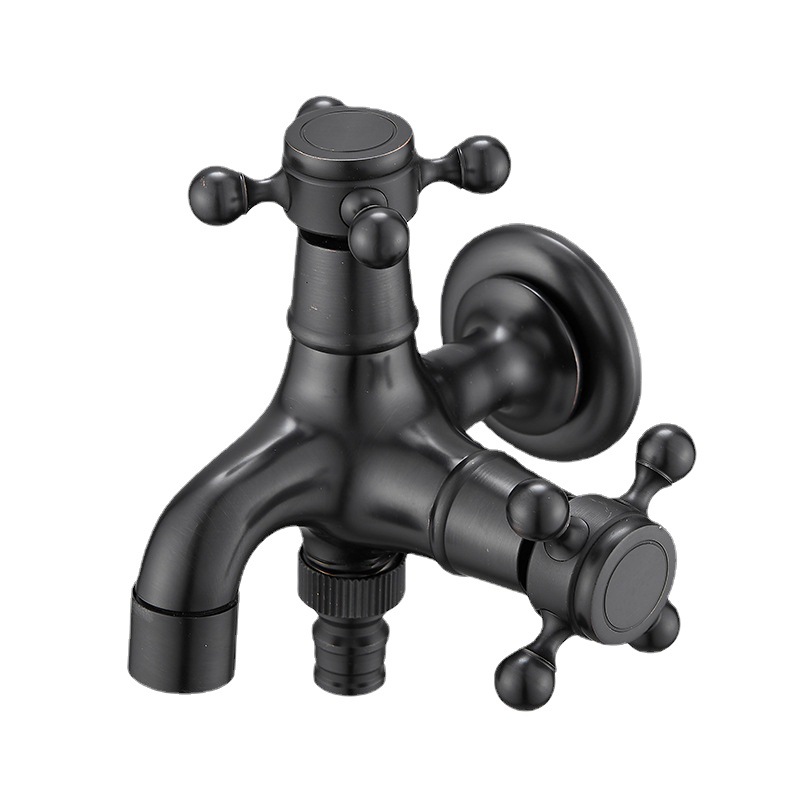 Multi-functional all-copper black antique copper washing machine, mop sink, small faucet, simple faucet, wall-mounted faucet, 6 points full figure