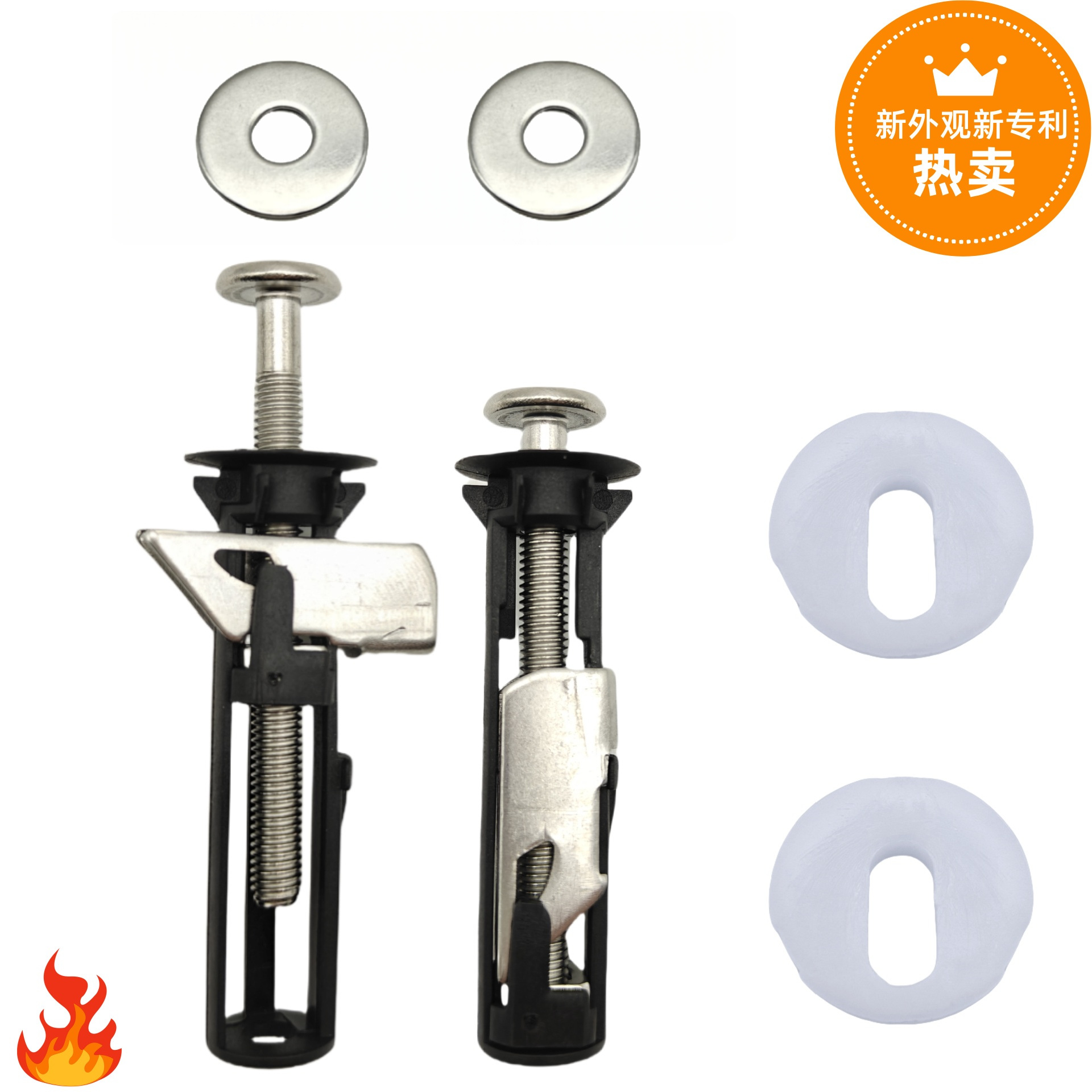 New type of locking 304 stainless steel toilet seat cover screw fixing accessories, bolts, expansion nails, universal extended stud nails Specification drawing