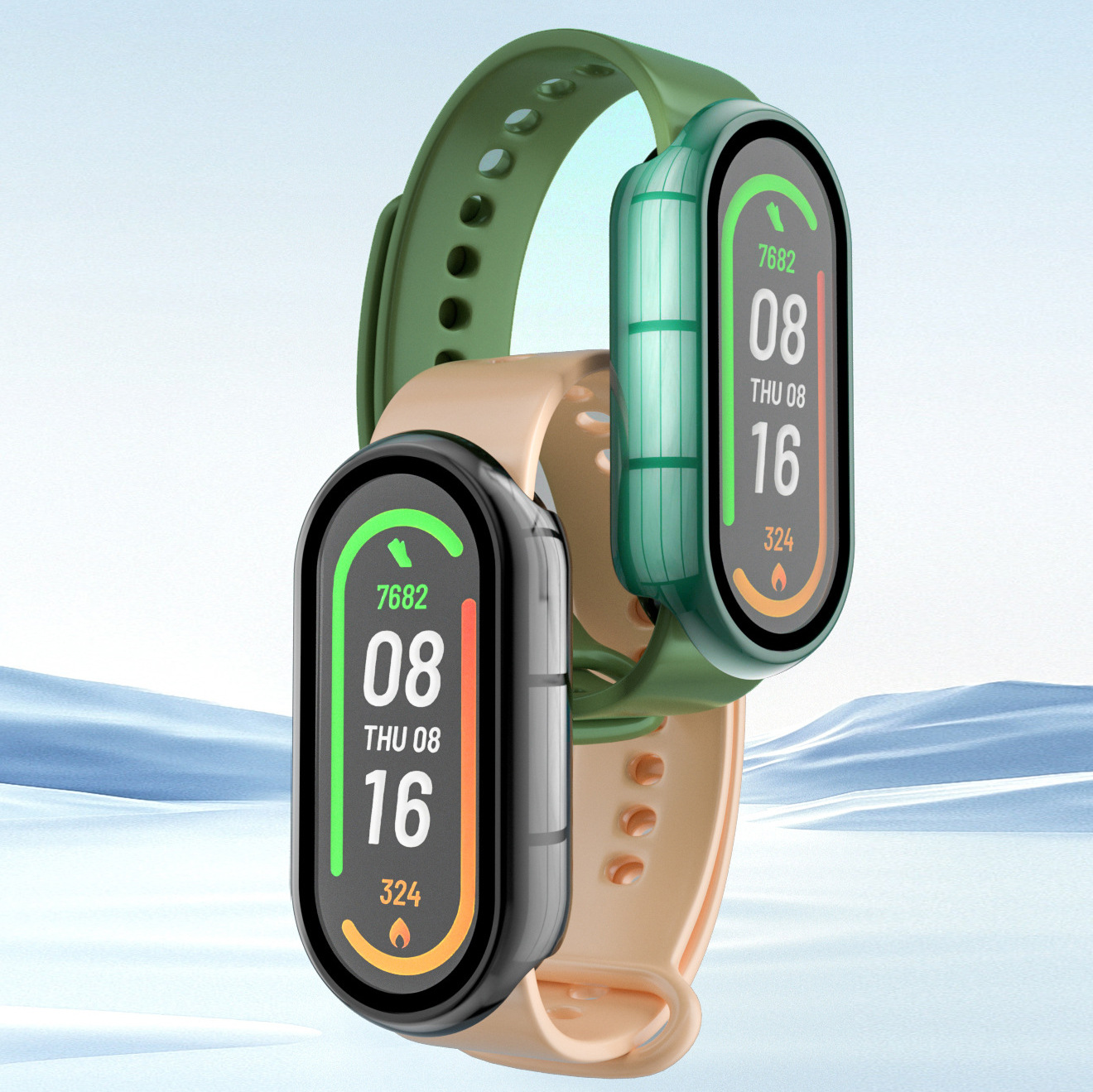 Applicable xiaomi Band 10 protective case, Xiaomi 9/8 Watch 8pro protective case, one-piece case tempered film watch case Specification drawing