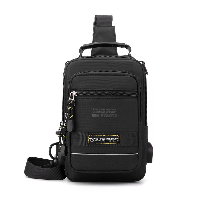 WEPOWER's new men's chest bag, multi-functional outdoor single-shoulder crossbody bag, USB charging chest bag, sports small bag Item Picture