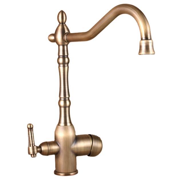 Antique copper kitchen sink, vegetable basin, water purifier, faucet, cold and hot mixed water, rotating gold, European and American style, cross-border Item Picture