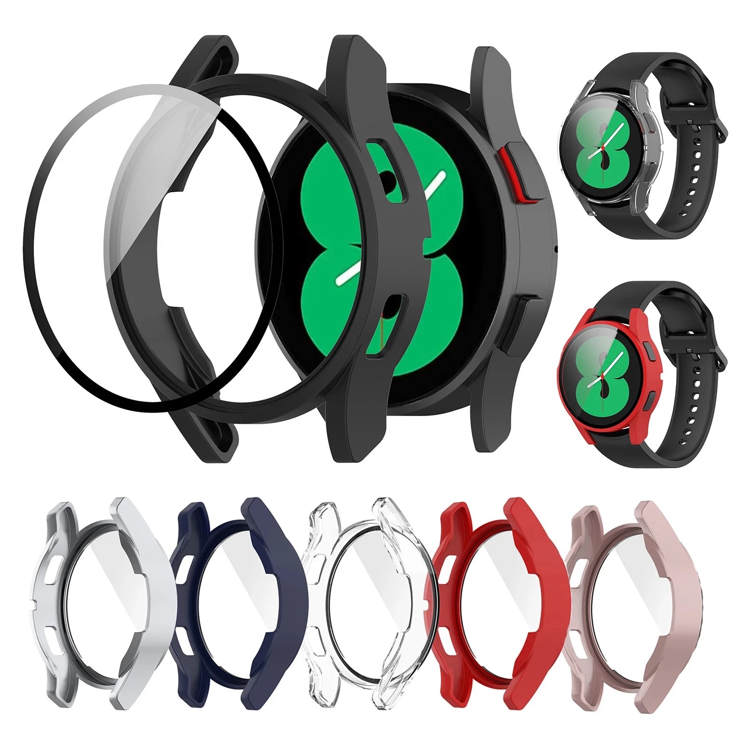 Applicable to Samsung galaxy watch4 integrated watch case 40mm/44mm PC+ tempered film watch case Specification drawing