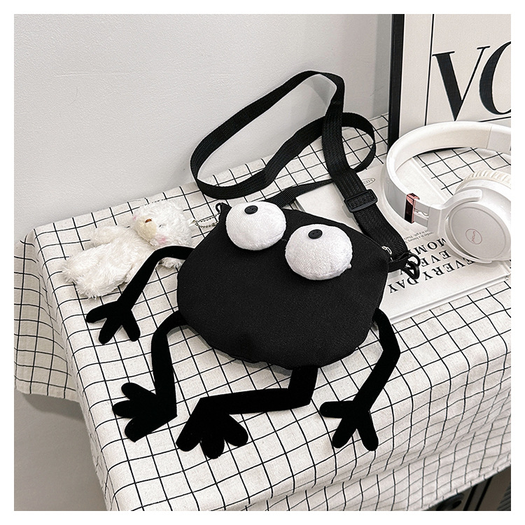 2025 Summer New internet-famous canvas small backpack, playful duck-bottom single-shoulder bag, fashionable and casual crossbody bag, fabric bag Specification drawing