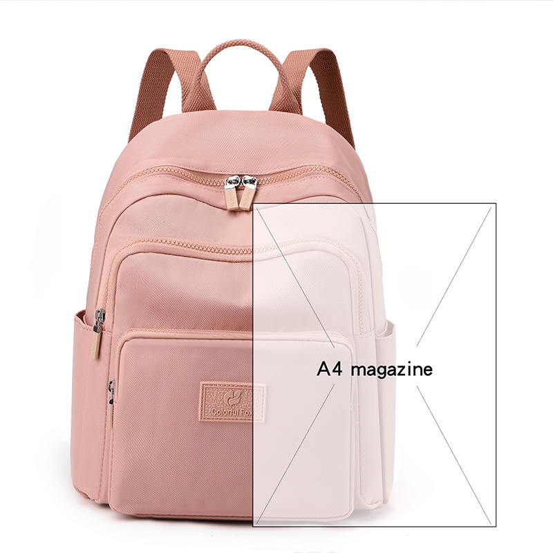 Colorful Fox's new backpack, a large-capacity casual backpack for women, is water-resistant and multi-layered for travel students Item Picture