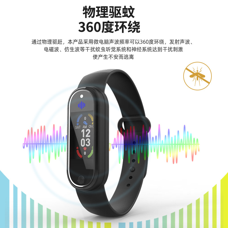 The new cross-border Q3 smart bracelet features multiple functions such as health and exercise step counting, electronic mosquito repellent, heart rate and blood pressure monitoring Application Scenario