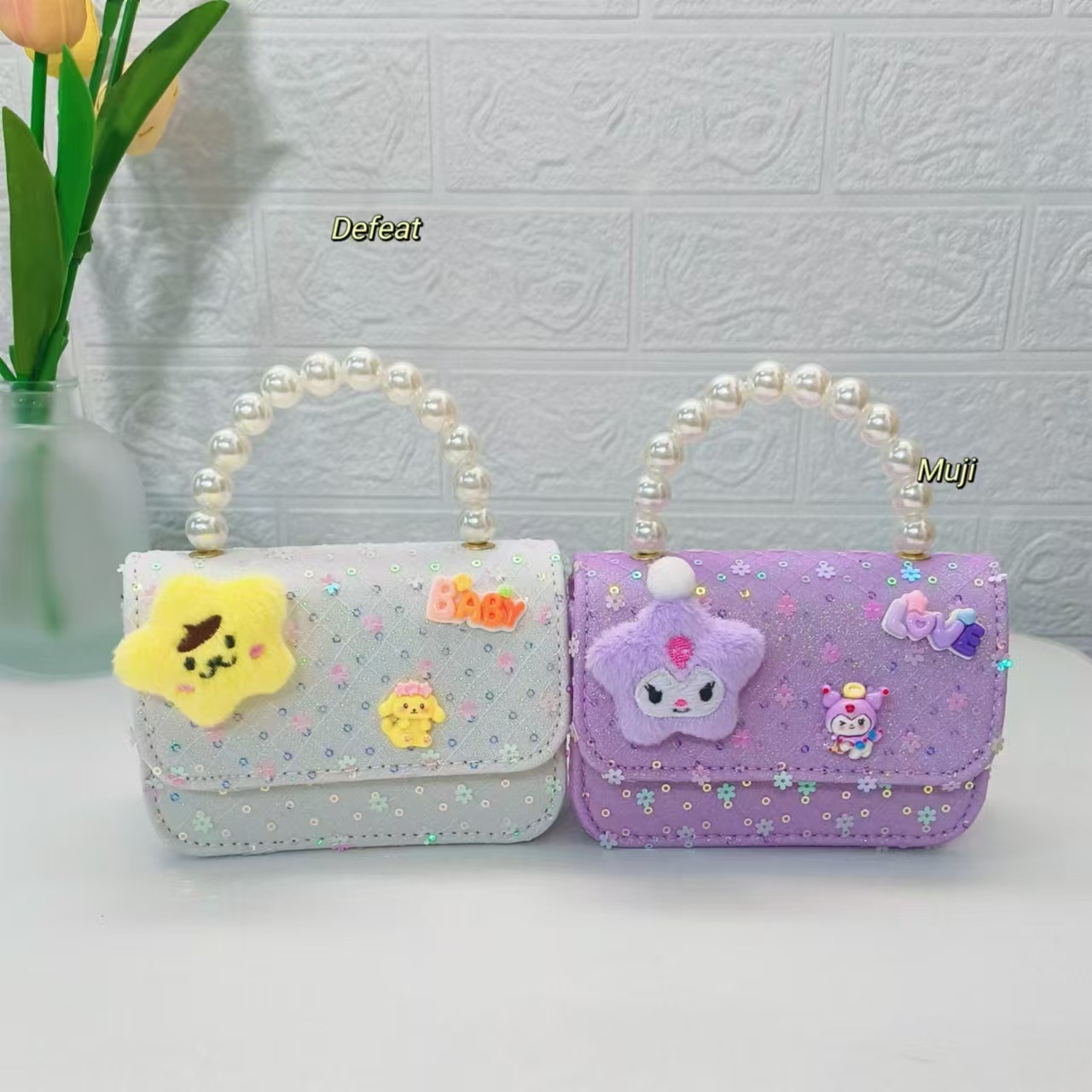 Children's bag, pearl handbag, Melody Kuromi Princess bag, little girl's loose change accessory bag, crossbody chain bag Specification drawing