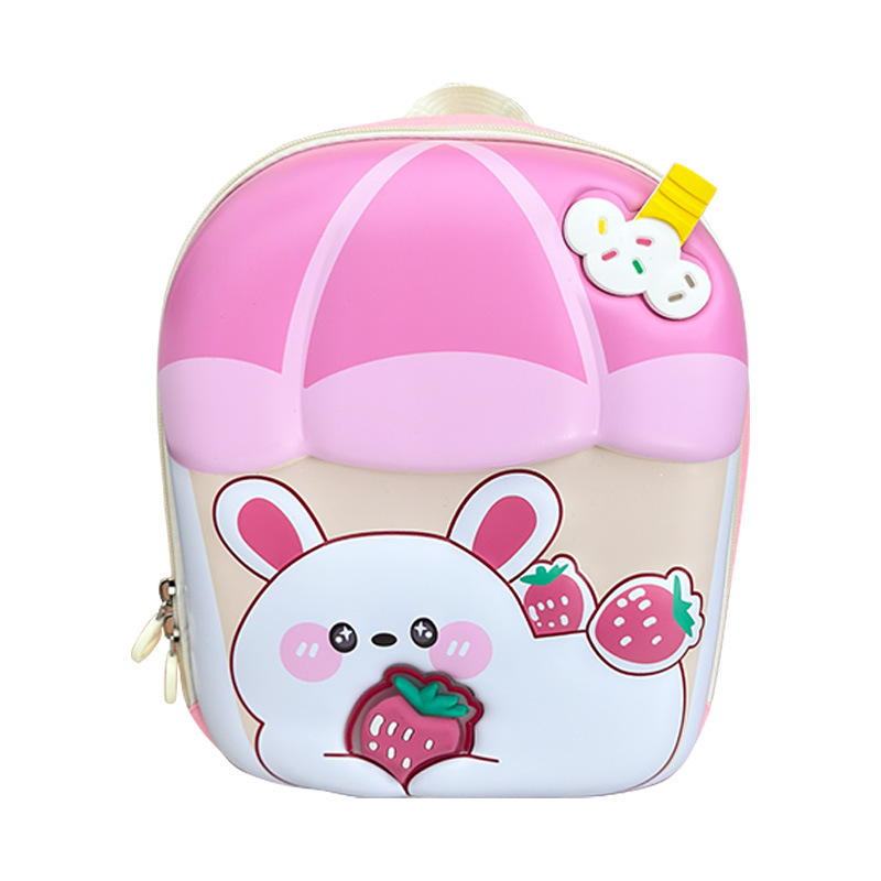 New cute cartoon backpacks for boys and girls, milk tea cups, little rabbit babies, small schoolbags, eggshell children's backpacks Item Picture