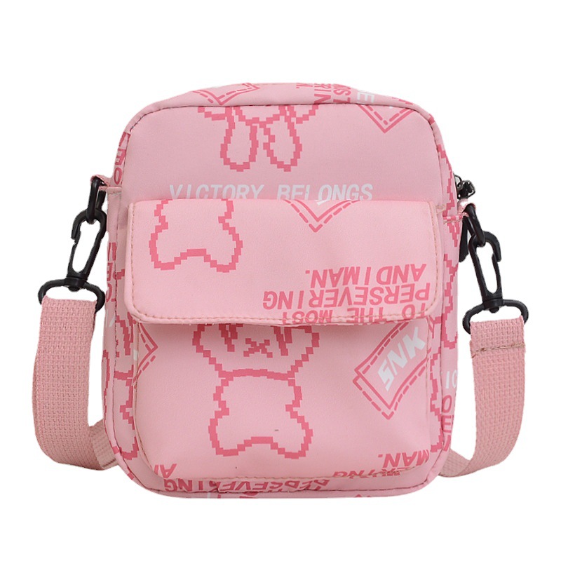 Versatile ins nylon bag, women's mobile phone, cute small square bag, shoulder bag, fashionable graffiti polyester crossbody bag, pain bag Item Picture