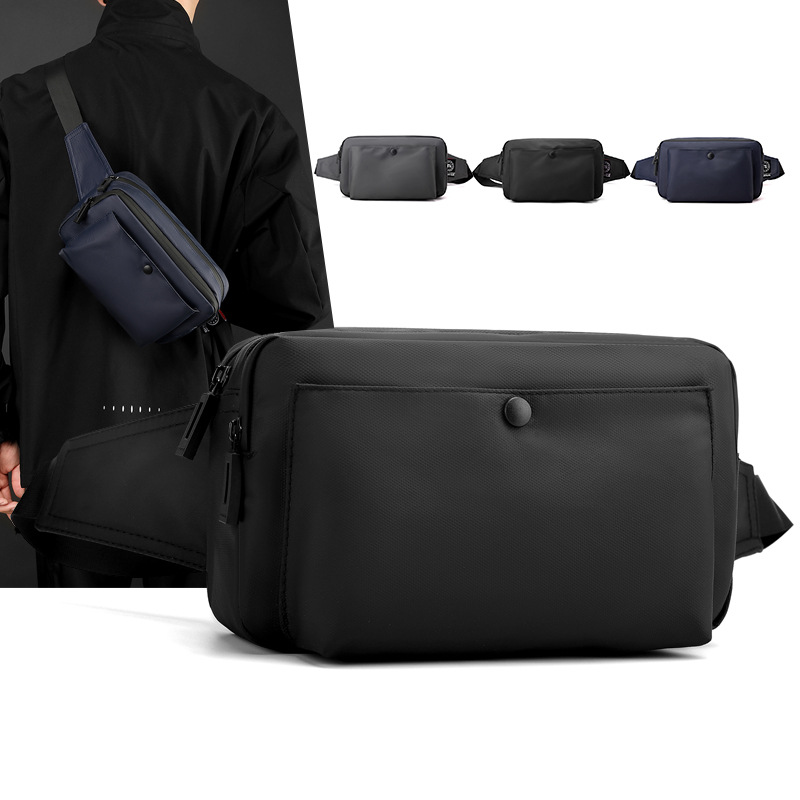 WEPOEWR's new trendy chest bag, men's portable waist bag, simple crossbody bag, and streetwear single-shoulder bag full figure