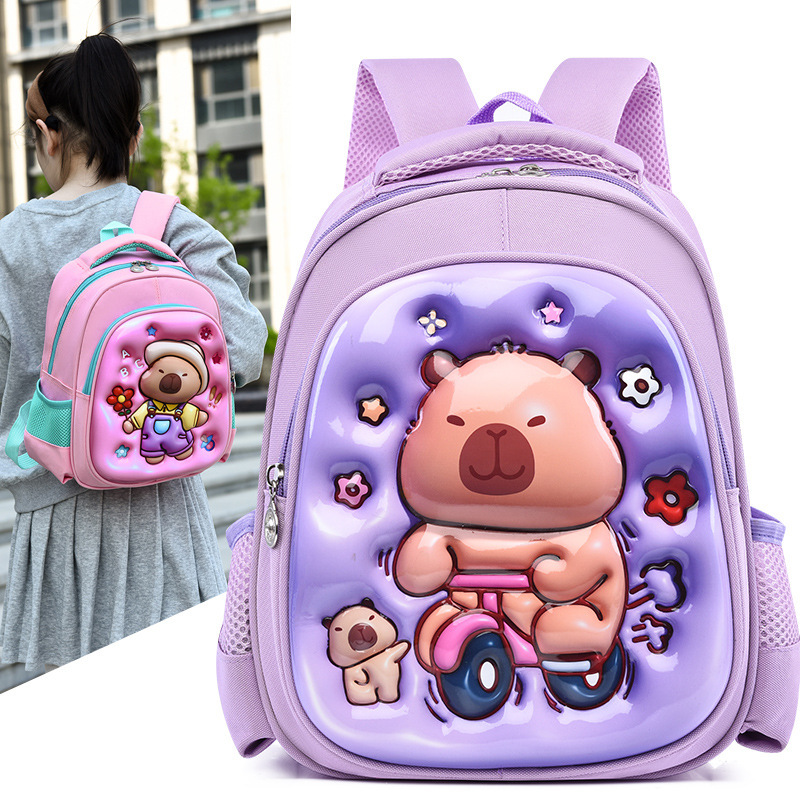 Foreign trade children's hard shell backpack, cute cartoon cartoon for 3-6 years old boys and girls Kapibala children's backpacks Specification drawing