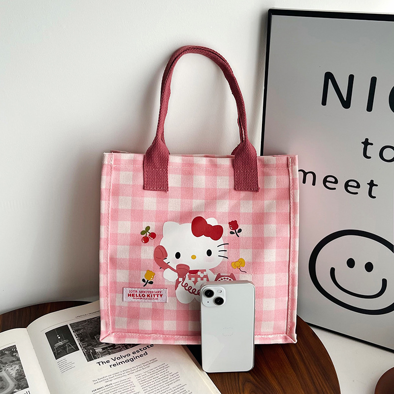 Cute cartoon cat canvas bag 2025 new style large-capacity simple and convenient tote bag with fashionable printing Specification drawing