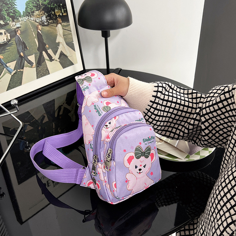 2022 New Children's coin purse, popular cartoon bear nylon crossbody bag, Korean-style chest bag, and small backpacks for boys and girls Specification drawing