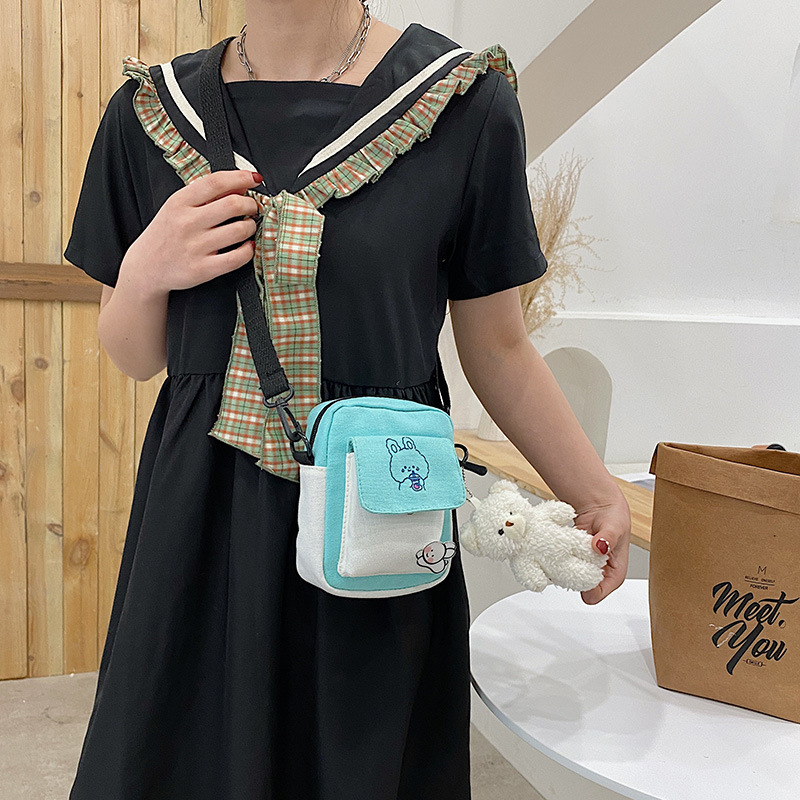 Canvas bag, Instagram women's crossbody, 2020 new trendy Japanese style, individual college students' simple and fashionable single-shoulder small bag Specification drawing