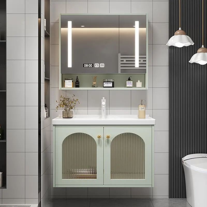 Simple French ceramic integrated bathroom cabinet, washbasin, bathroom washbasin set, washbasin combination, modern oak Item Picture