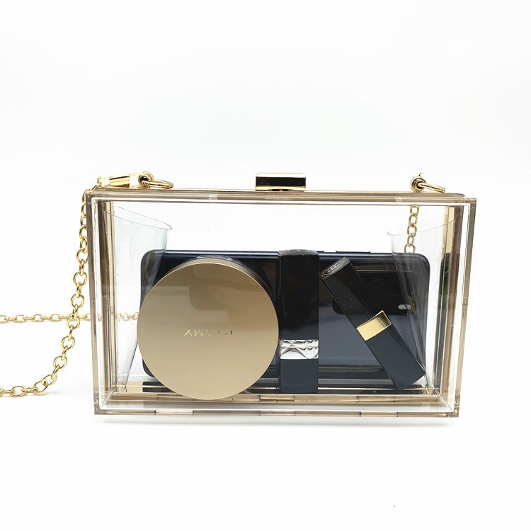 Cross-border best-selling acrylic women's bags, small square bags, summer candy-colored transparent box bags, evening bags, manufacturer's chain bags Specification drawing